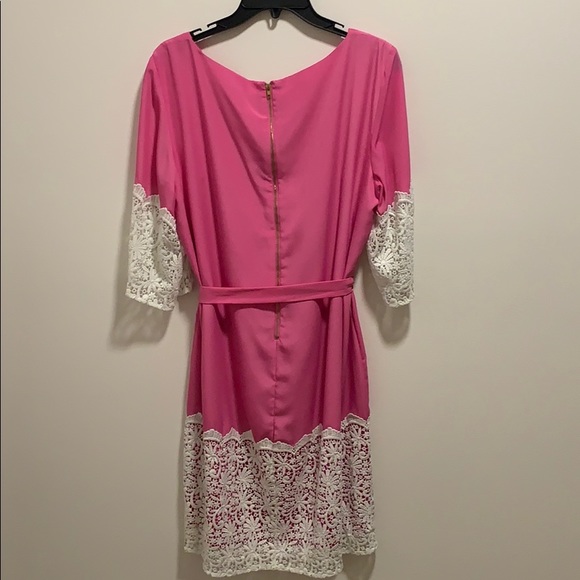 Gianni Bini Pink Dress with White Lace Trim 💗🤍 - Picture 2 of 5
